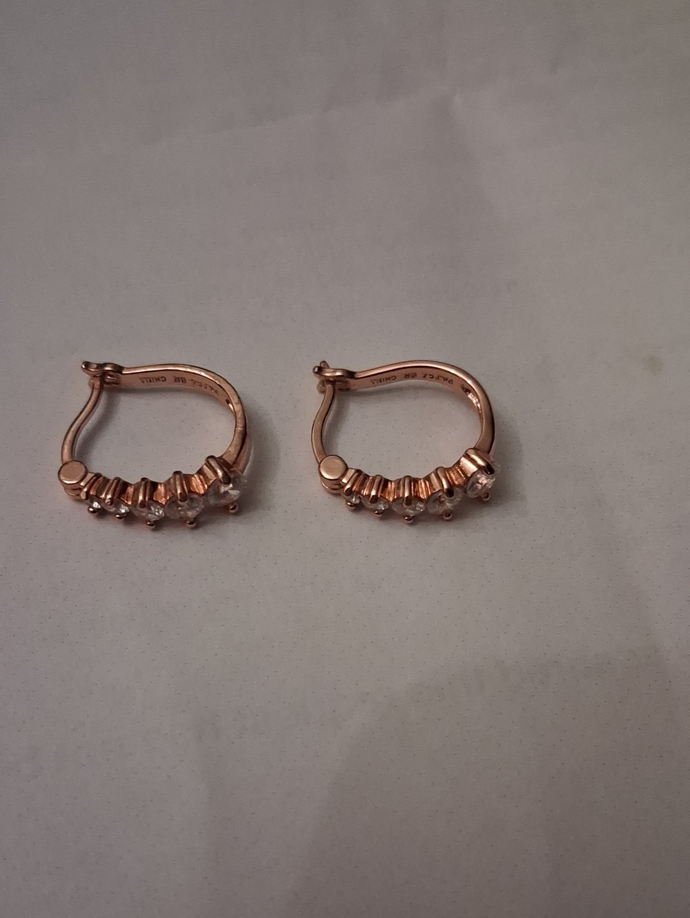 Rose Gold Hoop Earrings with Crystal Accents - Women's Jewelry